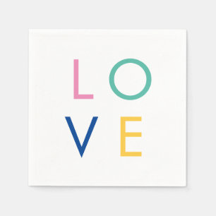 FARBIGE LOVE Valentinstag-Typografie Serviette