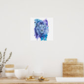 Farbige Löwen-Wasserfarben-Kunst Poster (Küche)