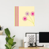 Farbige Löwenzahnblumen, Streifen, Boho-Abstrakt Poster (Heimbüro)