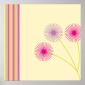 Farbige Löwenzahnblumen, Streifen, Boho-Abstrakt Poster (Vorne)