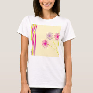 Farbige Löwenzahnblumen, Streifen, Boho-Abstrakt T-Shirt