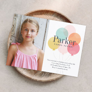 Farbige Luftballons Foto Kinder Geburtstagsfeier Einladung