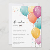 Farbige Luftballons Geburtstagsfeier  Einladung (Vorderseite)