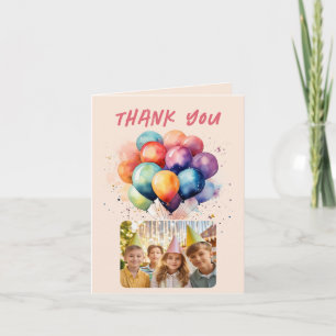 Farbige Luftballons Kinder Geburtstagsfoto Danke Karte