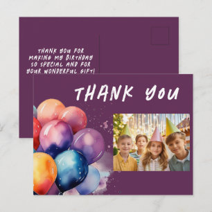 Farbige Luftballons Kinder Geburtstagsfoto Danke Postkarte