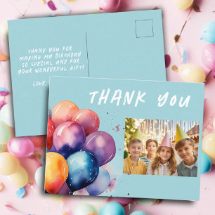 Farbige Luftballons Kinder Geburtstagsfoto Danke Postkarte