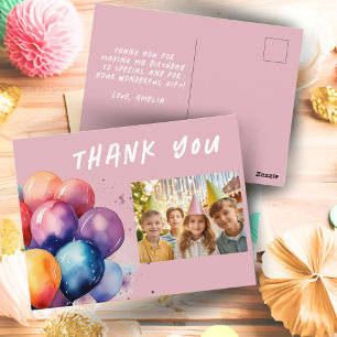 Farbige Luftballons Kinder Geburtstagsfoto Danke Postkarte