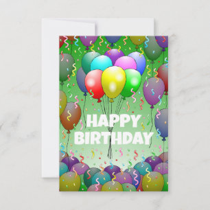Farbige Luftballons und Konfetti Karte