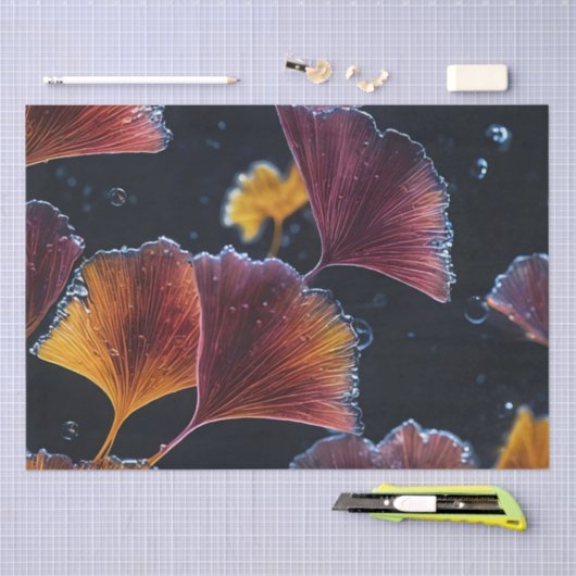 Farbige Luminogram Ginkgo Blätter Decoupage / Seidenpapier (Handwerk)