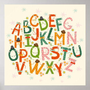 Farbige, lustige Buchstaben Poster