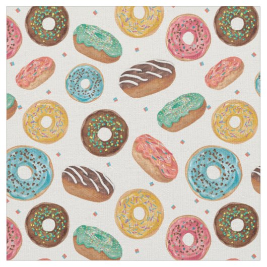 Farbige Lustige Donut-Druckstoffe Stoff (Nahaufnahme)