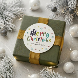 Farbige lustige fröhliche Weihnachten Personalisie Runder Aufkleber