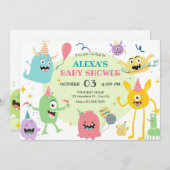 Farbige lustige Monster-Party-Babydusche Einladung (Vorne/Hinten)