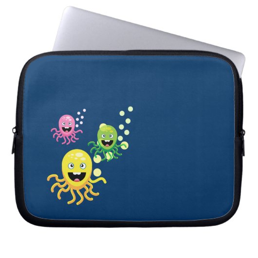 Farbige, lustige Oktopie Laptopschutzhülle (Vorderseite)