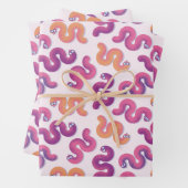 Farbige lustige Schlangen (rosa, lila und orange) Geschenkpapier Set (Beispiel)