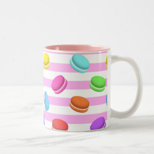 Farbige Macaron-Französische Gebäck-Rosa-Gestreift Zweifarbige Tasse