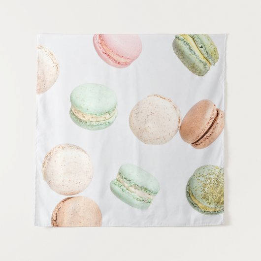 Farbige Macarons: Süßer fallender Muster. Wandteppich (Vorderseite)