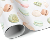 Farbige Macarons: Süßes fallendes Muster. Geschenkpapier (Rolleneckpunkt)