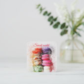 Farbige Macarons Süßigkeiten Qr Code Moderner Bus Quadratische Visitenkarte (Stehend Vorderseite)