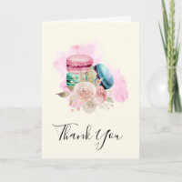 Farbige Macarons und Blume Wasserfarbe Danke