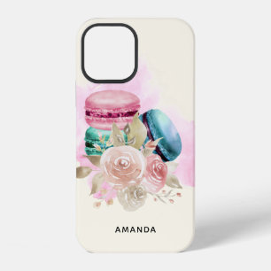 Farbige Macarons und Wasserfarben Blumen iPhone 12 Hülle