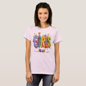 Farbige Mädchen Graffiti Art Grafik T-Shirt (Vorne ganz)