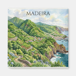 Farbige Madeira Portugal Aquarellmalerei Magnet
