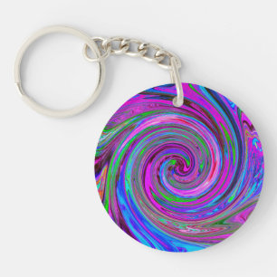 Farbige Magenta-Swirbel-Retro-Abstrakt-Design Schlüsselanhänger