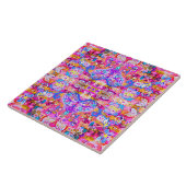 Farbige magische abstrakte Blumen Fliese (Seite)