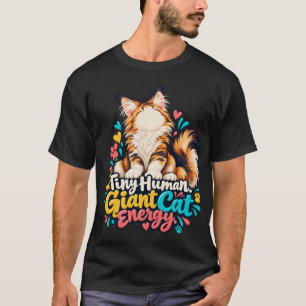 Farbige Maine-Coon-Kunst Winzige menschliche Kat T-Shirt
