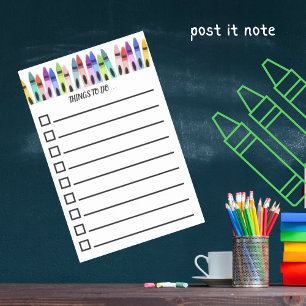 Farbige malerische Buntstifte To-Do-Liste Post-it Klebezettel