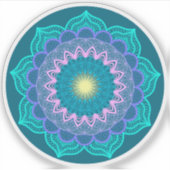 Farbige Mandala auf blauem Hintergrund Aufkleber (Vorderseite)