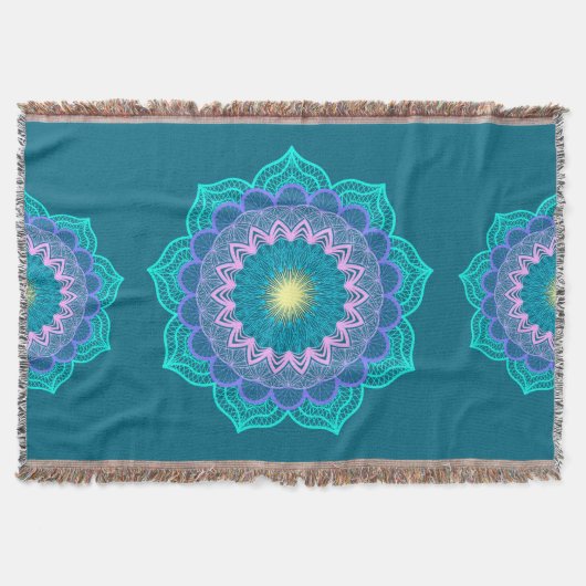 Farbige Mandala auf blauem Hintergrund Decke (Vorderseite)