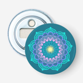 Farbige Mandala auf blauem Hintergrund Flaschenöffner