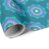 Farbige Mandala auf blauem Hintergrund Geschenkpapier (Rolleneckpunkt)