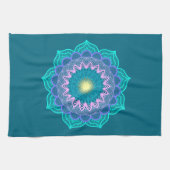 Farbige Mandala auf blauem Hintergrund Geschirrtuch (Horizontal)