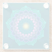 Farbige Mandala auf blauem Hintergrund Glasuntersetzer (Rückseite)