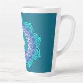 Farbige Mandala auf blauem Hintergrund Milchtasse (Rechts)