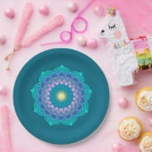 Farbige Mandala auf blauem Hintergrund Pappteller (Party)