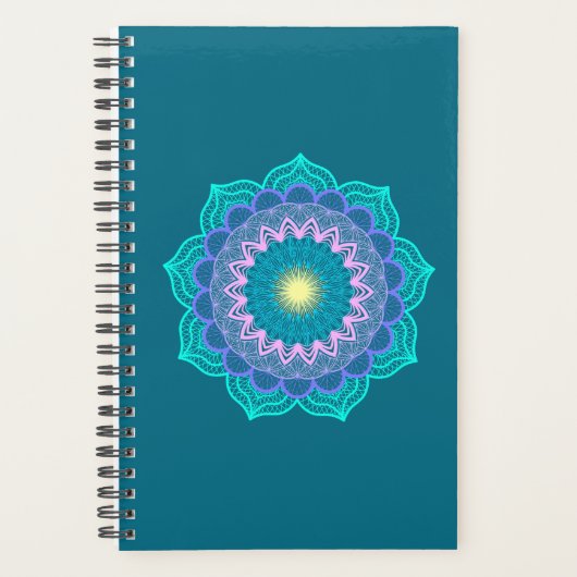 Farbige Mandala auf blauem Hintergrund Planer (Vorderseite)