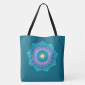Farbige Mandala auf blauem Hintergrund Tasche (Rückseite)