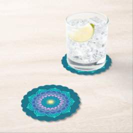 Farbige Mandala auf blauem Hintergrund Untersetzer