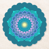 Farbige Mandala auf blauem Hintergrund Untersetzer (Vorderseite)