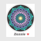 Farbige Mandala auf schwarzem Hintergrund Aufkleber (Blatt)