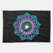 Farbige Mandala auf schwarzem Hintergrund Geschirrtuch (Horizontal)