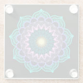 Farbige Mandala auf schwarzem Hintergrund Glasuntersetzer (Rückseite)