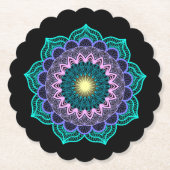 Farbige Mandala auf schwarzem Hintergrund Untersetzer (Vorderseite)