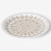 Farbige Mandala-Blume Pappteller (Schrägansicht)