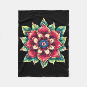 Farbige Mandala-Blumen-Boho-Yoga-Lotus-Symbol Fleecedecke