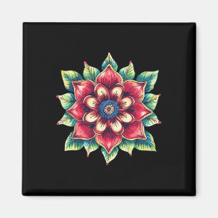 Farbige Mandala-Blumen-Boho-Yoga-Lotus-Symbol  Magnet